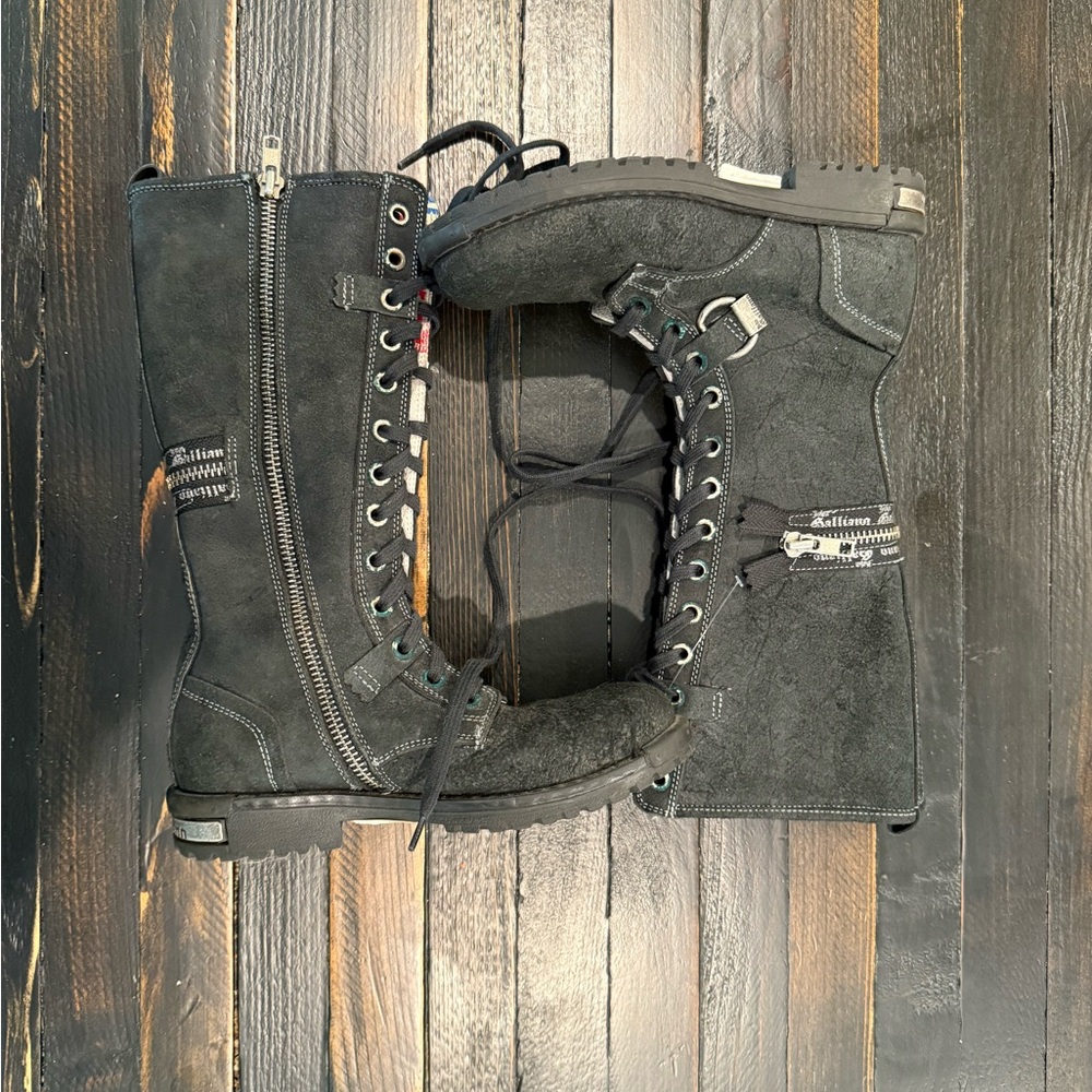 John Galliano Black Rugged Boots